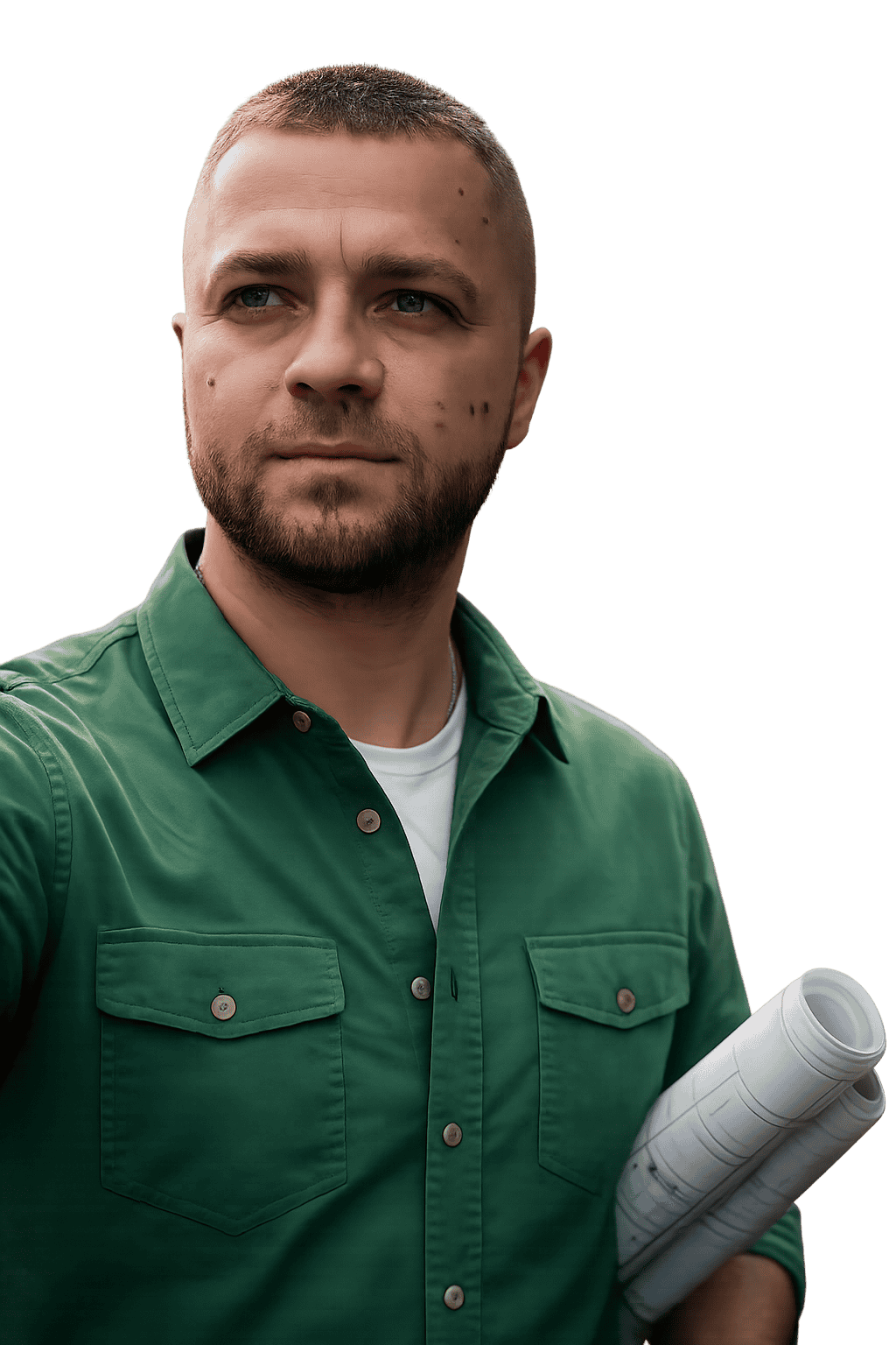 Hombre Con Planos En La Mano.